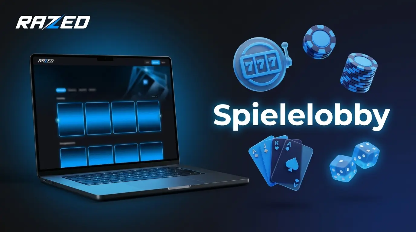 Razed Spielelobby: Slots, Chips und Karten im dunklen Casino-Design